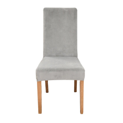 Anyhouz Chair Cover Light Grey Velvet Plush Stretch Chair Slipcover Elastic Spandex Chair Cover for Dining Room Kitchen Wedding Banquet Hotel-Chair Cover-PEROZ Accessories