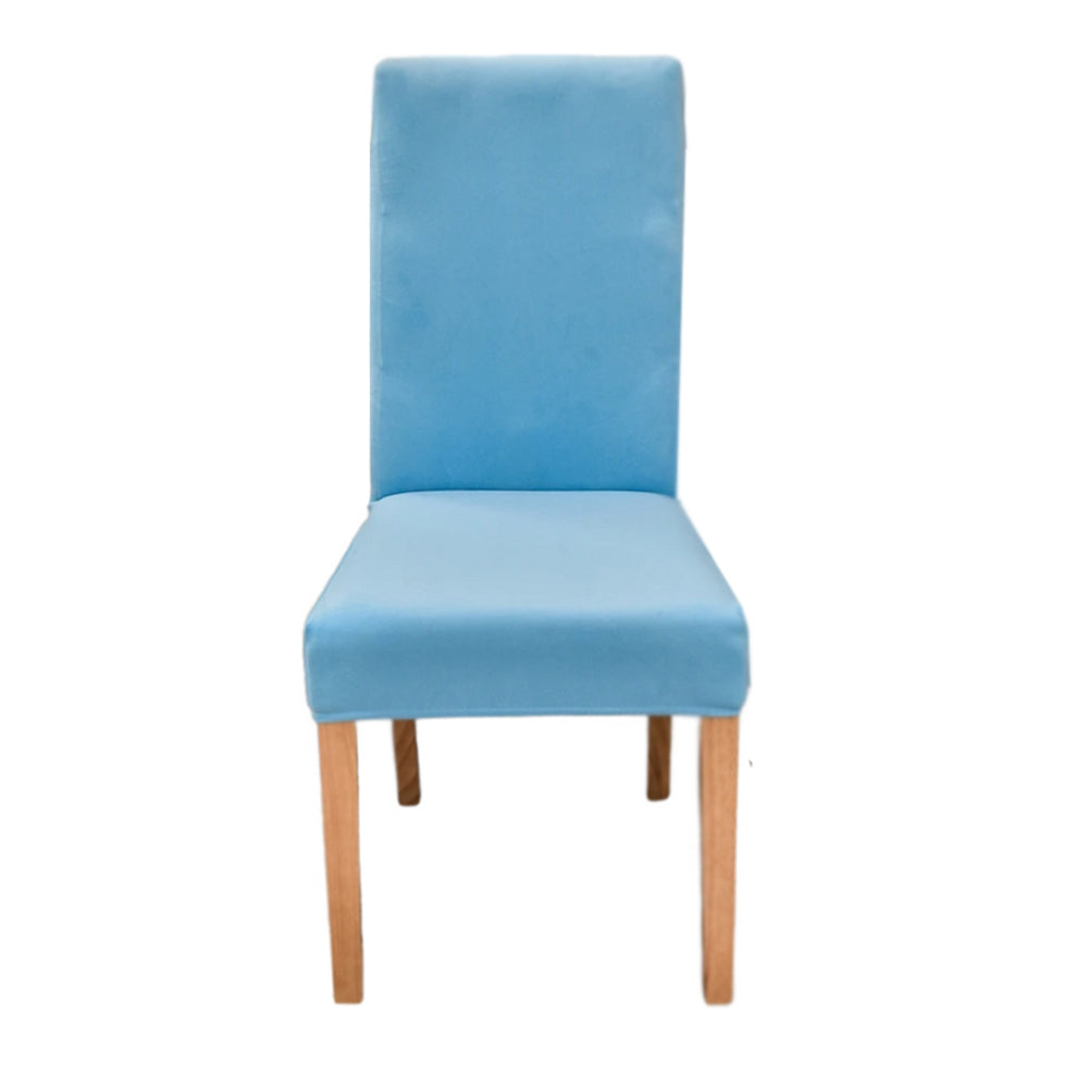 Anyhouz Chair Cover Sky Blue Velvet Plush Stretch Chair Slipcover Elastic Spandex Chair Cover for Dining Room Kitchen Wedding Banquet Hotel-Chair Cover-PEROZ Accessories