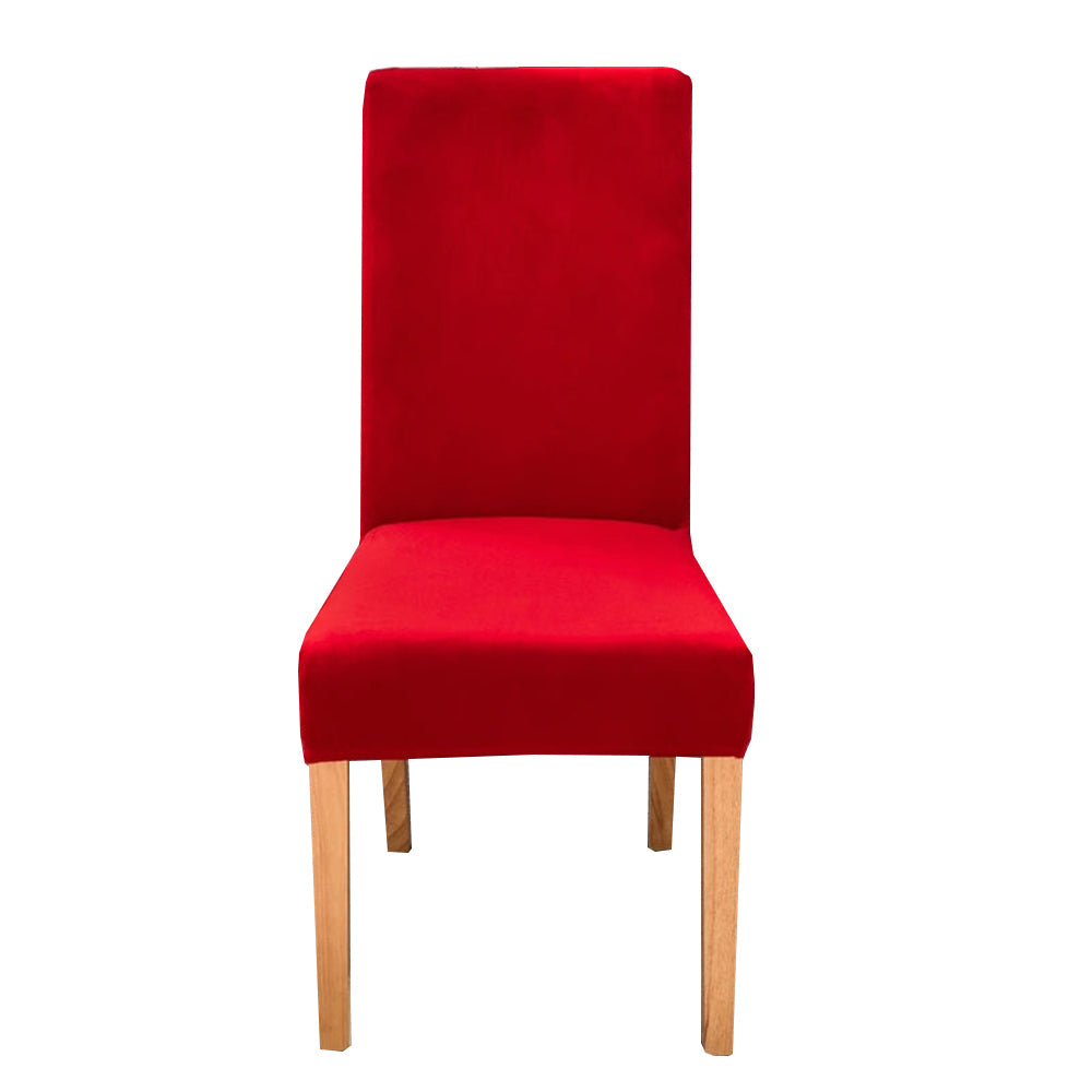 Anyhouz Chair Cover Red Velvet Plush Stretch Chair Slipcover Elastic Spandex Chair Cover for Dining Room Kitchen Wedding Banquet Hotel-Chair Cover-PEROZ Accessories