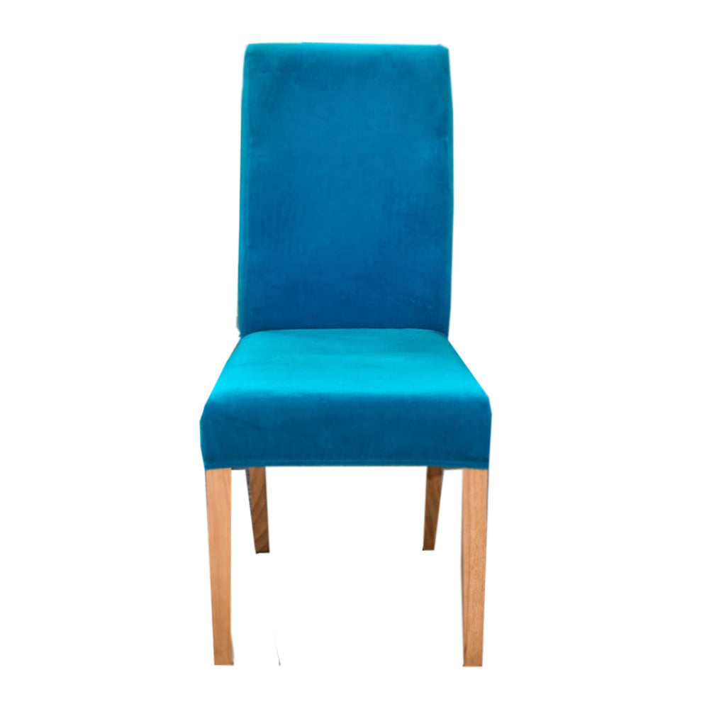 Anyhouz Chair Cover Blue Velvet Plush Stretch Chair Slipcover Elastic Spandex Chair Cover for Dining Room Kitchen Wedding Banquet Hotel-Chair Cover-PEROZ Accessories