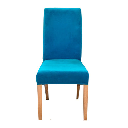Anyhouz Chair Cover Blue Velvet Plush Stretch Chair Slipcover Elastic Spandex Chair Cover for Dining Room Kitchen Wedding Banquet Hotel-Chair Cover-PEROZ Accessories