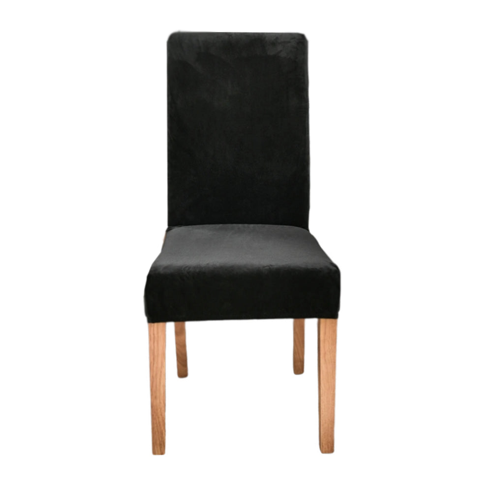 Anyhouz Chair Cover Black Velvet Plush Stretch Chair Slipcover Elastic Spandex Chair Cover for Dining Room Kitchen Wedding Banquet Hotel-Chair Cover-PEROZ Accessories