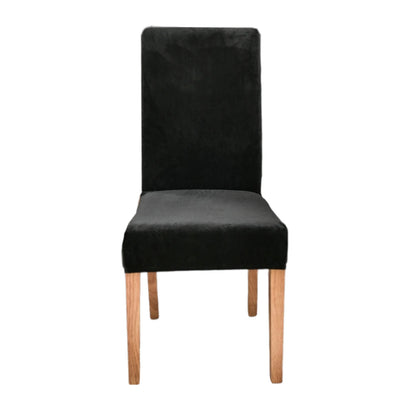 Anyhouz Chair Cover Black Velvet Plush Stretch Chair Slipcover Elastic Spandex Chair Cover for Dining Room Kitchen Wedding Banquet Hotel-Chair Cover-PEROZ Accessories