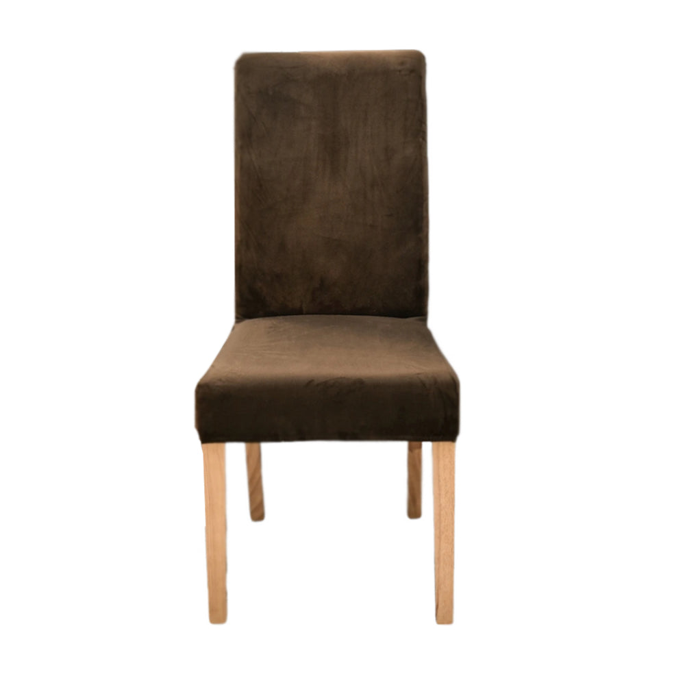 Anyhouz Chair Cover Coffee Velvet Plush Stretch Chair Slipcover Elastic Spandex Chair Cover for Dining Room Kitchen Wedding Banquet Hotel-Chair Cover-PEROZ Accessories