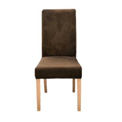 Anyhouz Chair Cover Coffee Velvet Plush Stretch Chair Slipcover Elastic Spandex Chair Cover for Dining Room Kitchen Wedding Banquet Hotel-Chair Cover-PEROZ Accessories