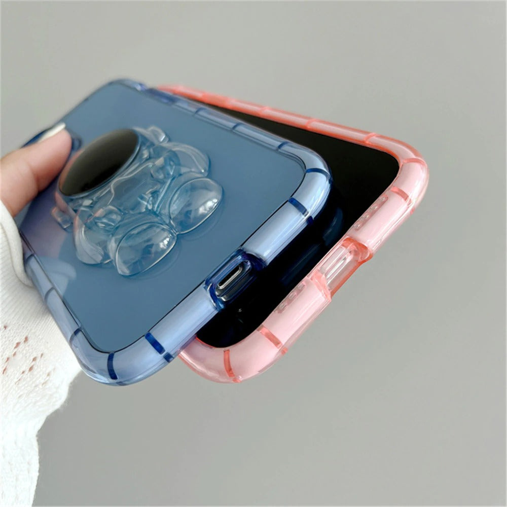 Anymob iPhone Phone Case Cute Astronaut Folding Stand Clear Orange Shockproof Soft Silicone Mobile Cover For iPhone13 Pro Max 11 12 ProMax X XS Max XR-Mobile Phone Cases-PEROZ Accessories