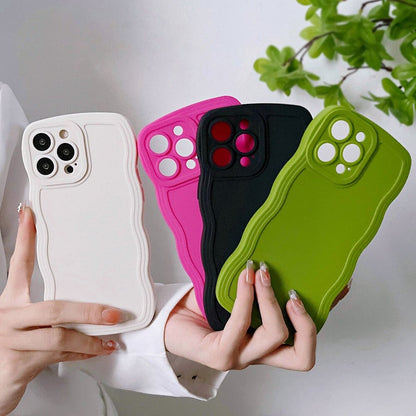 Anymob iPhone White Cute Wavy Fashionable Edge Silicone Phone Case For IOS Protective Soft Cover Compatible-Mobile Phone Cases-PEROZ Accessories