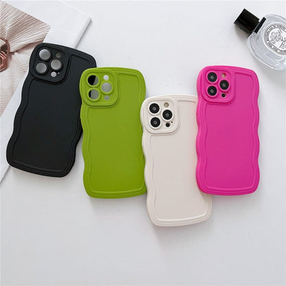 Anymob iPhone White Cute Wavy Fashionable Edge Silicone Phone Case For IOS Protective Soft Cover Compatible-Mobile Phone Cases-PEROZ Accessories