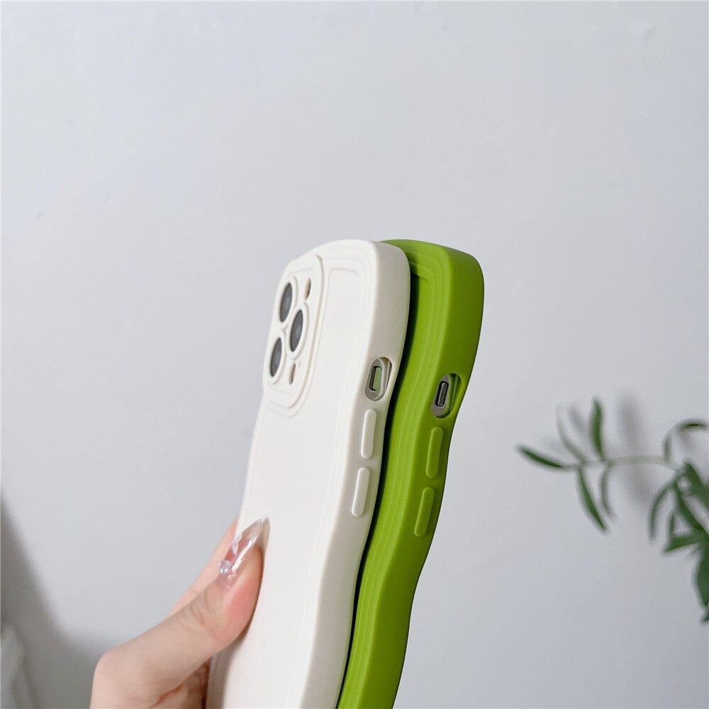 Anymob iPhone White Cute Wavy Fashionable Edge Silicone Phone Case For IOS Protective Soft Cover Compatible-Mobile Phone Cases-PEROZ Accessories
