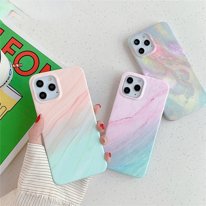 Anymob iPhone Case Sky Blue Gradual Color Matte Marble Soft Silicone Back Cover-Mobile Phone Cases-PEROZ Accessories