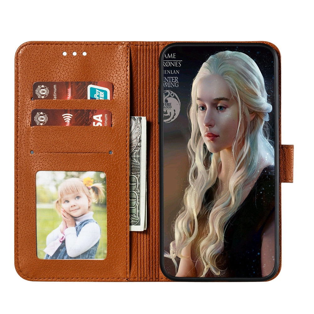 Anymob Xiaomi Redmi Red Leather Case Retro Wallet Flip Phone Cover Protection-Mobile Phone Cases-PEROZ Accessories