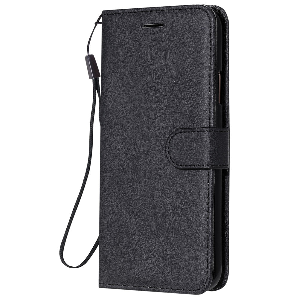 Anymob Black Leather Case Magnetic Flip Cover Wallet Phone Protection for Huawei P Smart 2020-PEROZ Accessories