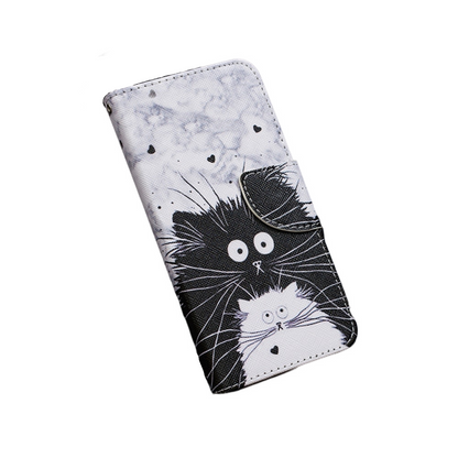 Anymob Samsung Case Black and White Kitten Design Flip Leather Wallet Phone Cover Protection-Mobile Phone Cases-PEROZ Accessories