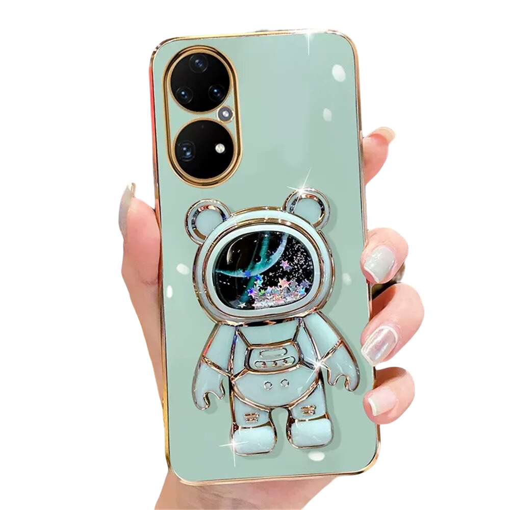 Anymob Huawei Case Sky Blue Cute Quicksand Astronaut Bracket Soft Cover Phone Protection-Mobile Phone Cases-PEROZ Accessories
