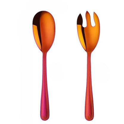 Anygleam Red Rainbow Stainless Steel 2 Pcs Giant Salad Spoon and Fork Set for Buffet and Restaurant Kitchenware-Kitchen Tools &amp; Utensils-PEROZ Accessories