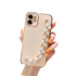 Anymob iPhone Case Beige Pearl Bracelet Electroplating Silicone Cover With Wristband-Mobile Phone Cases-PEROZ Accessories