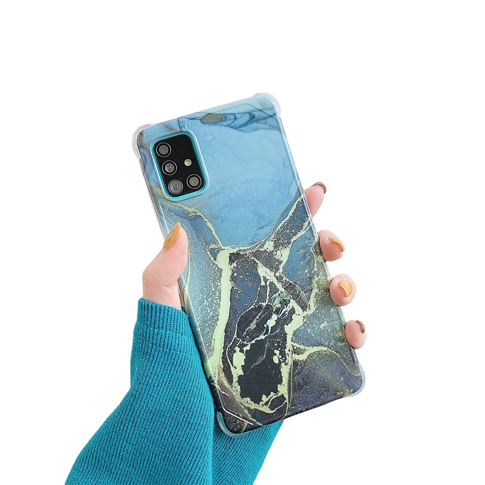 Anymob Samsung Blue And Black Marble Phone Case Silicone Shockproof Cover-Mobile Phone Cases-PEROZ Accessories