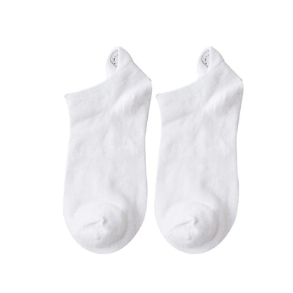 Anysox 5 Pairs One Size 4-5 White Fashion Funny Unisex Stereoscopic Heel Embroidered Women Candy Color Cotton Short Cute Socks-Socks-PEROZ Accessories