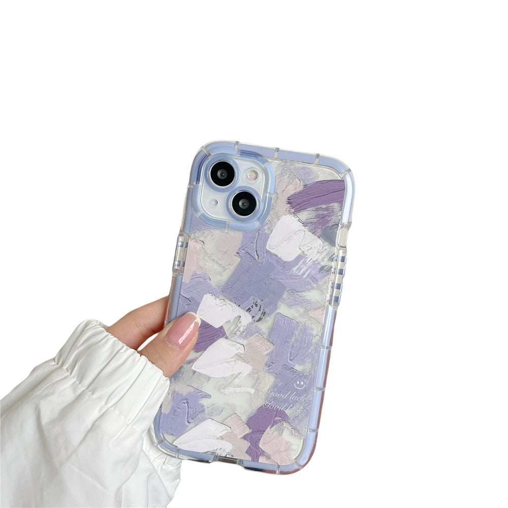 Anymob iPhone Gray Graffiti Oil Painting Phone Case Luminous Shockproof Soft Cover-Mobile Phone Cases-PEROZ Accessories