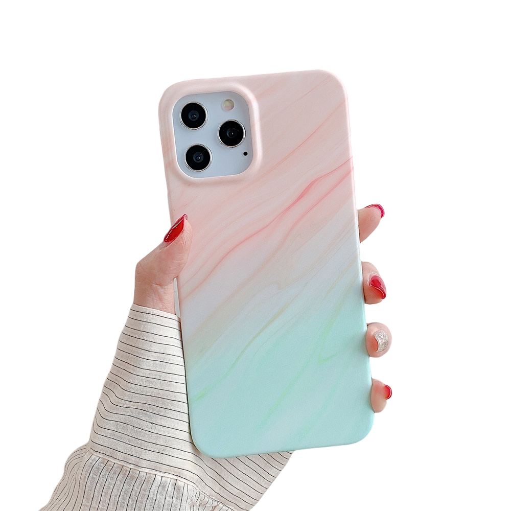 Anymob iPhone Case Light Blue Gradual Color Matte Marble Soft Silicone Back Cover-Mobile Phone Cases-PEROZ Accessories