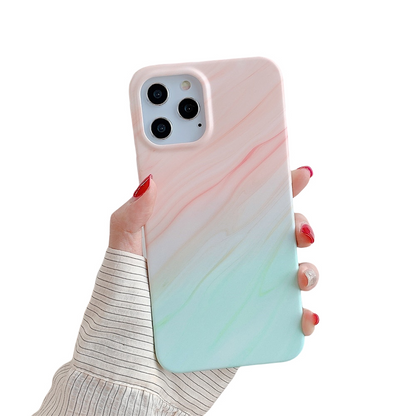 Anymob iPhone Case Light Blue Gradual Color Matte Marble Soft Silicone Back Cover-Mobile Phone Cases-PEROZ Accessories