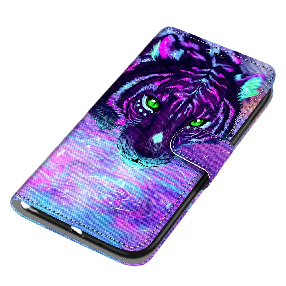 Anymob Samsung Case Purple Cheetah Painted Magnetic Flip Leather Card slot Wallet Book Style Cover-Mobile Phone Cases-PEROZ Accessories