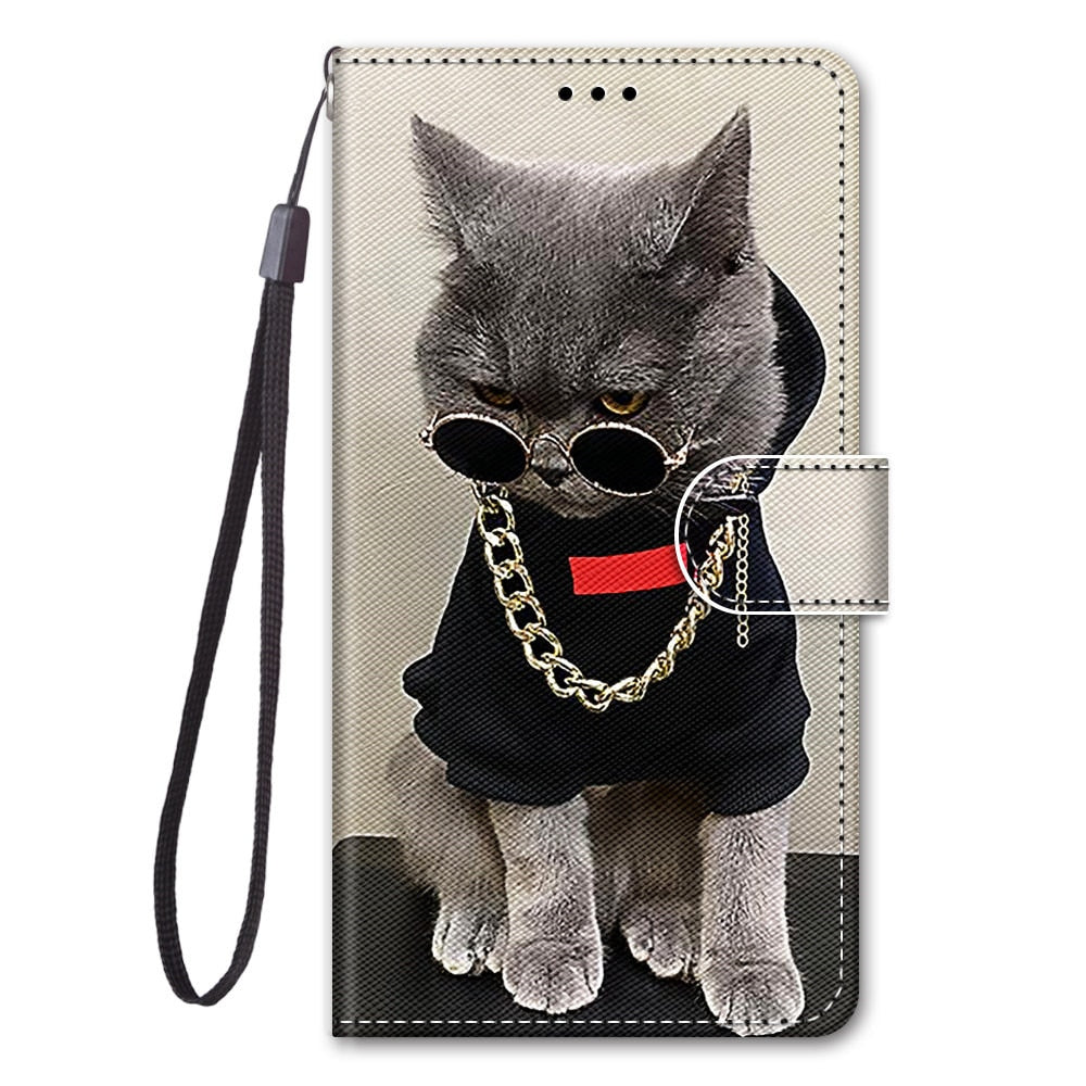 Anymob iPhone Case Rocstar Cat Lovely Cartoon Cat Phone Bag Flip Wallet Leather Protection Cover-Mobile Phone Cases-PEROZ Accessories