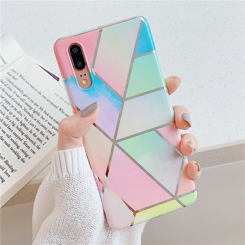 Anymob Samsung Multicolor Marble Flower Case Back Cover Art Leaf Silicone Phone Protection-Mobile Phone Cases-PEROZ Accessories