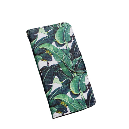 Anymob Samsung Case Green Banana Leaf Design Flip Leather Wallet Phone Cover Protection-Mobile Phone Cases-PEROZ Accessories