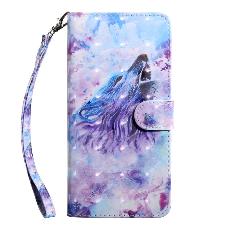 Anymob Xiaomi Redmi Phone Case Purple Wolf Leather Flip Wallet Cover-Mobile Phone Cases-PEROZ Accessories