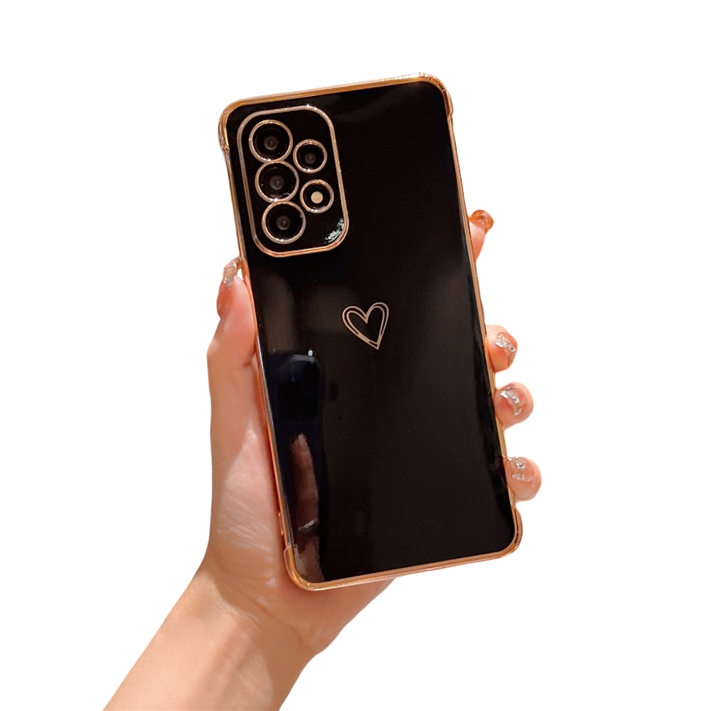 Anymob Samsung Black Soft Electroplated Love Heart Phone Case Silicon Cases Cover-Mobile Phone Cases-PEROZ Accessories