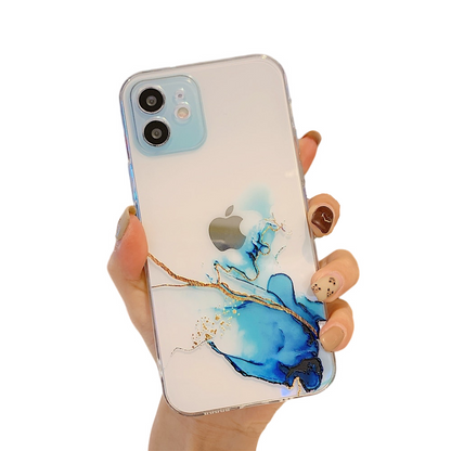 Anymob iPhone Case Blue Watercolor Marble Soft Silicone TPU Cover-Mobile Phone Cases-PEROZ Accessories