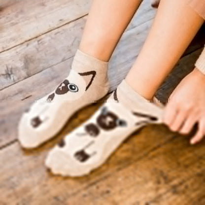 Anysox 5 Pairs One Size 5-9 Mixed Color Farm Animals Spring Summer Fashion Women Cotton Sox Cartoon Cute Girl Happy Funny Socks-Socks-PEROZ Accessories
