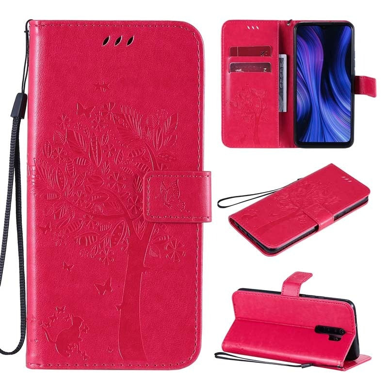 Anymob Samsung Case Red 3D Tree Flip Leather Phone Magnetic Wallet Stand Cover With Card Slot-Mobile Phone Cases-PEROZ Accessories