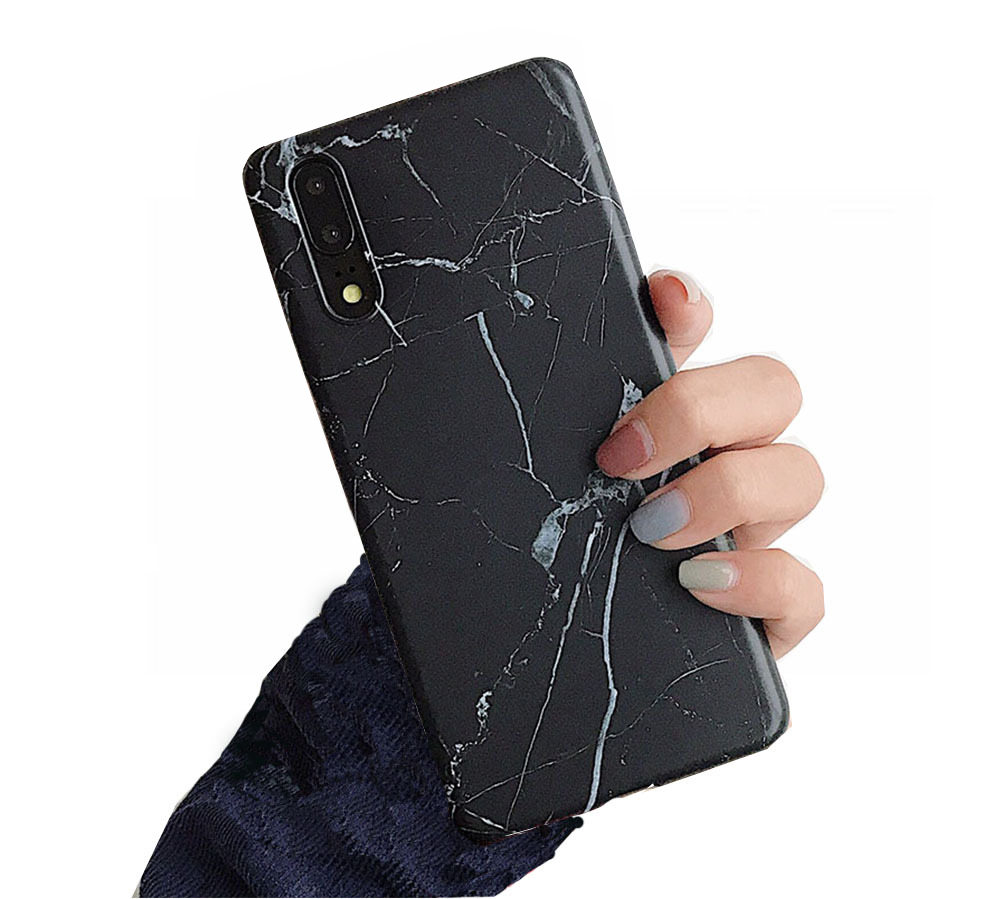 Anymob Samsung Black Marble Flower Case Back Cover Art Leaf Silicone Phone Protection-Mobile Phone Cases-PEROZ Accessories