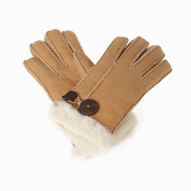 Ugg Sheepskin Button Gloves-Gloves-PEROZ Accessories