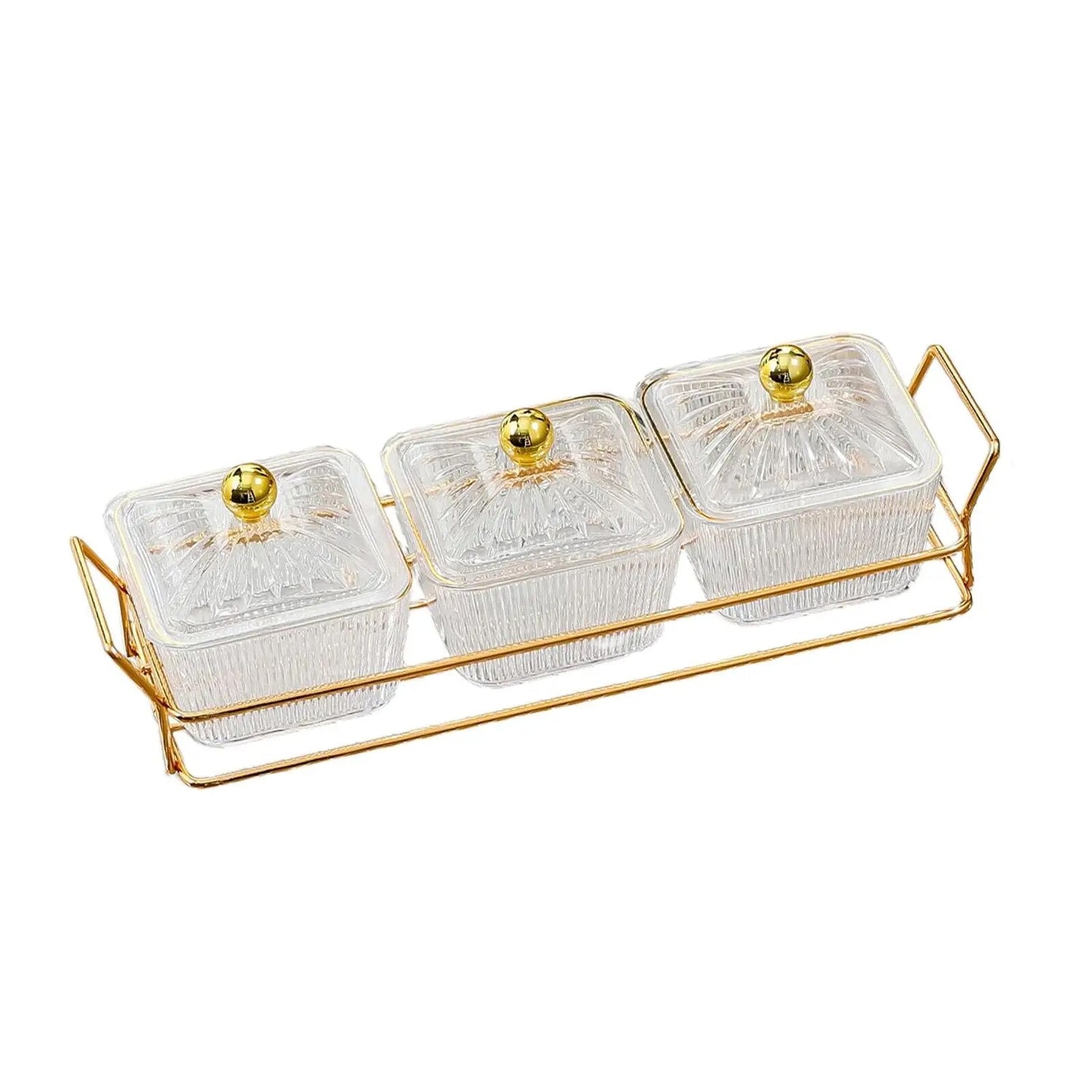 Anygleam Food Container White 3 Grids Fruit Plate Partition Platter Snack Storage Box Bar Nut Snack Dish Serving Tray-Food Storage-PEROZ Accessories