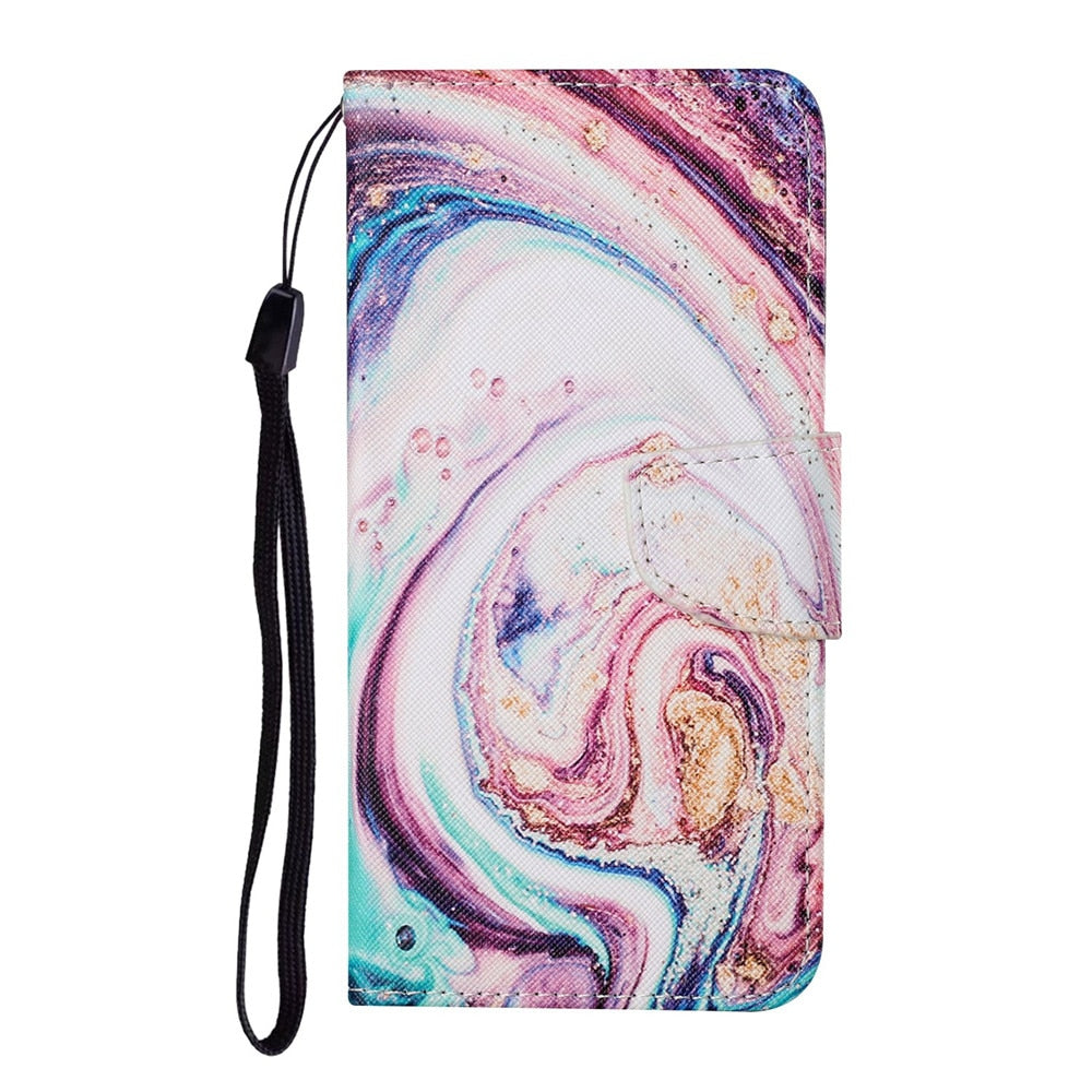 Anymob Samsung Multicolored Marbling Pattern Phone Case Magnetic Flip Leather Wallet Painted Cover-Mobile Phone Cases-PEROZ Accessories