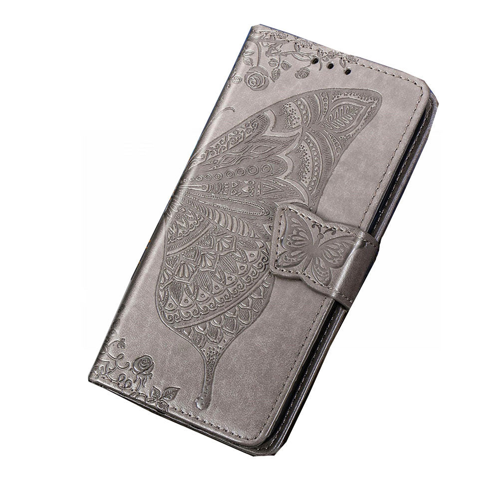 Anymob Huawei Gray Butterfly Leather Flip Case Magnetic Cover Shell-PEROZ Accessories