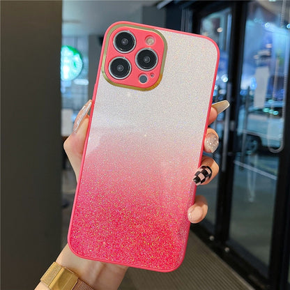 Anymob iPhone Case Pink Glitter Soft Cute Gradient Rainbow Sequins Cover-Mobile Phone Cases-PEROZ Accessories