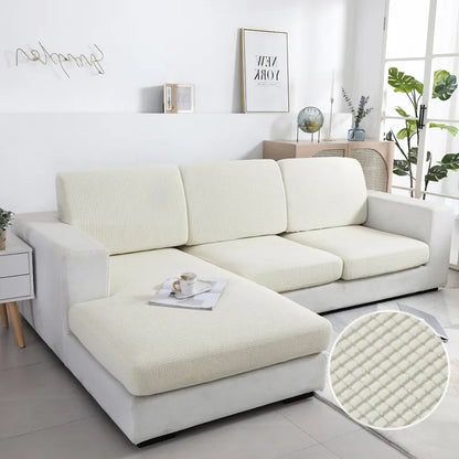Anyhouz Sofa Cover White Polyester Thick Stretchable Cushion For Living Room 1Pc Normal Size 95-120cm-Slipcovers-PEROZ Accessories