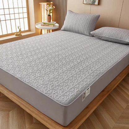 Anyhouz Mattress Cover Gray 100x200cm Pure Cotton Soft Quilted Bed Sheet Anti-bacterial Protector Cover-Mattress Protectors-PEROZ Accessories