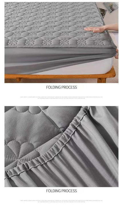 Anyhouz Mattress Cover Leaf Gray Twin Size Waterproof Quilted Fitted Bed Sheet-Bed Sheets-PEROZ Accessories