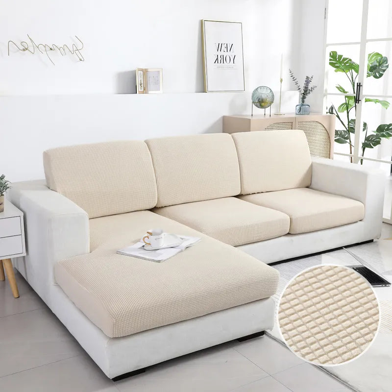 Anyhouz Sofa Cover Beige Polyester Thick Stretchable Cushion For Living Room 1Pc Normal Size 95-120cm-Slipcovers-PEROZ Accessories