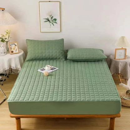 Anyhouz Mattress Cover Green 160x200cm Waterproof Quilted Fitted Bed Sheet-Bed Sheets-PEROZ Accessories