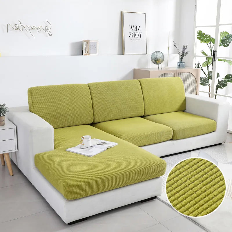 Anyhouz Sofa Cover Green Polyester Thick Stretchable Cushion For Living Room 1Pc Normal Size 145-185cm-Slipcovers-PEROZ Accessories