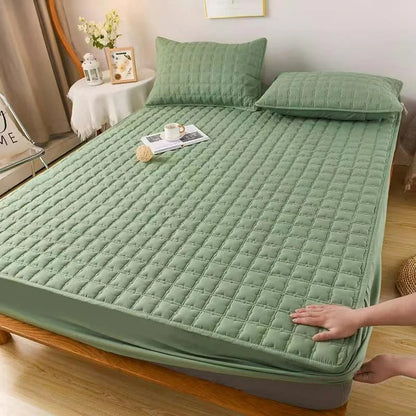 Anyhouz Mattress Cover Green 140x200cm Waterproof Quilted Fitted Bed Sheet-Bed Sheets-PEROZ Accessories