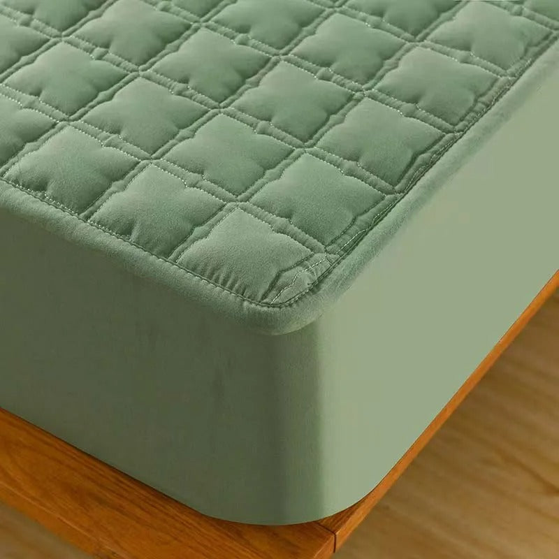 Anyhouz Mattress Cover Green Queen Size Waterproof Quilted Fitted Bed Sheet-Bed Sheets-PEROZ Accessories