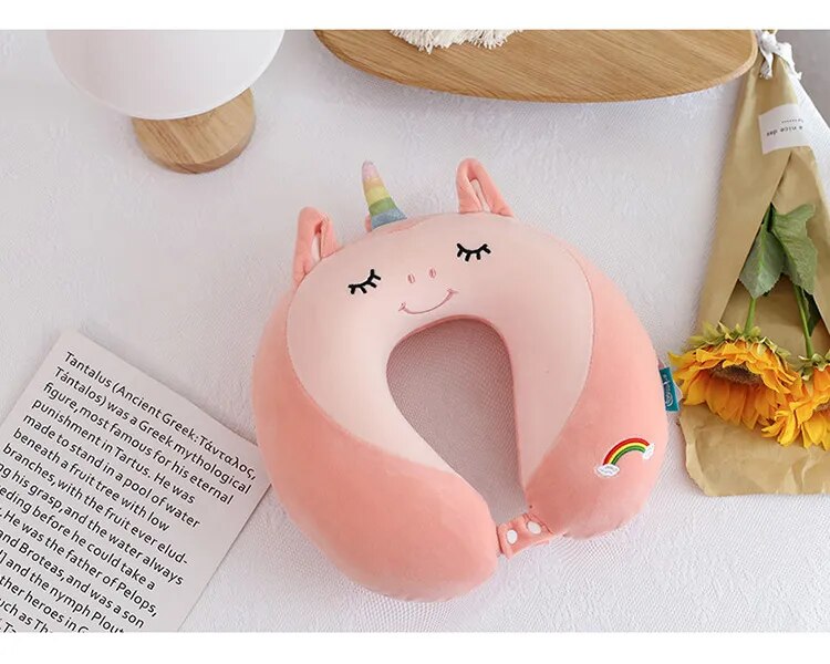 Anypack Neck Pillow Unicorn Cartoon Memory Cotton U-shaped Soft Fluffy Comfortable Sleep Headrest-Neck Pillow-PEROZ Accessories