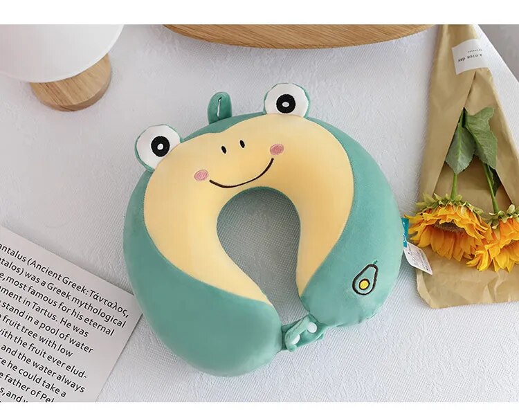 Anypack Neck Pillow Frog Cartoon Memory Cotton U-shaped Soft Fluffy Comfortable Sleep Headrest-Neck Pillow-PEROZ Accessories